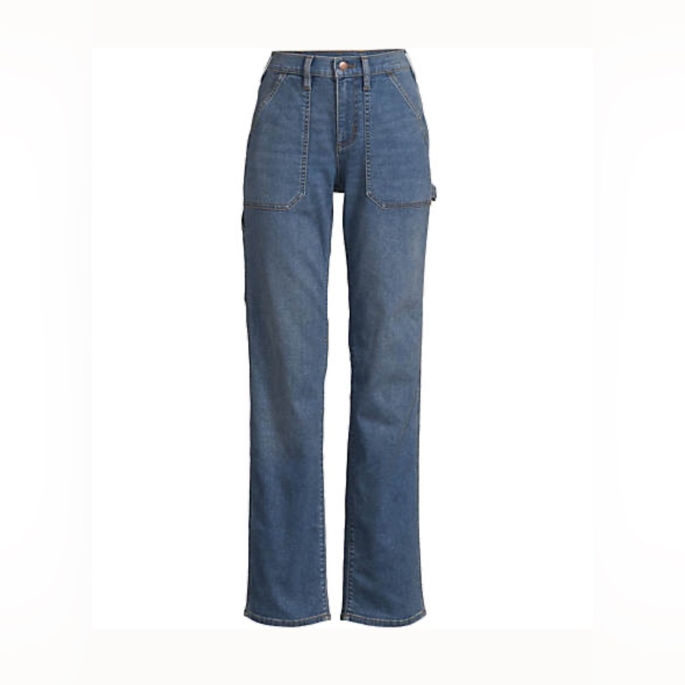 Land’s End Women's Plus Size Recover High Rise Relaxed Straight Leg Utility Blue